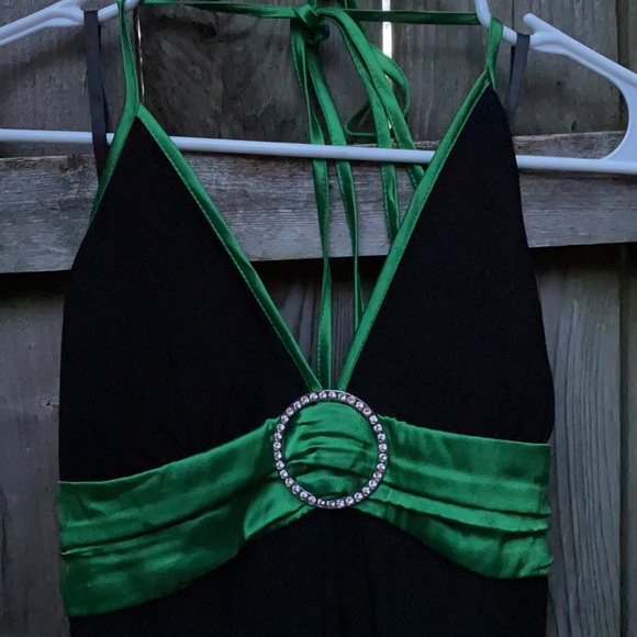 Taboo Black and green halter dress sz. L - Picture 2 of 5